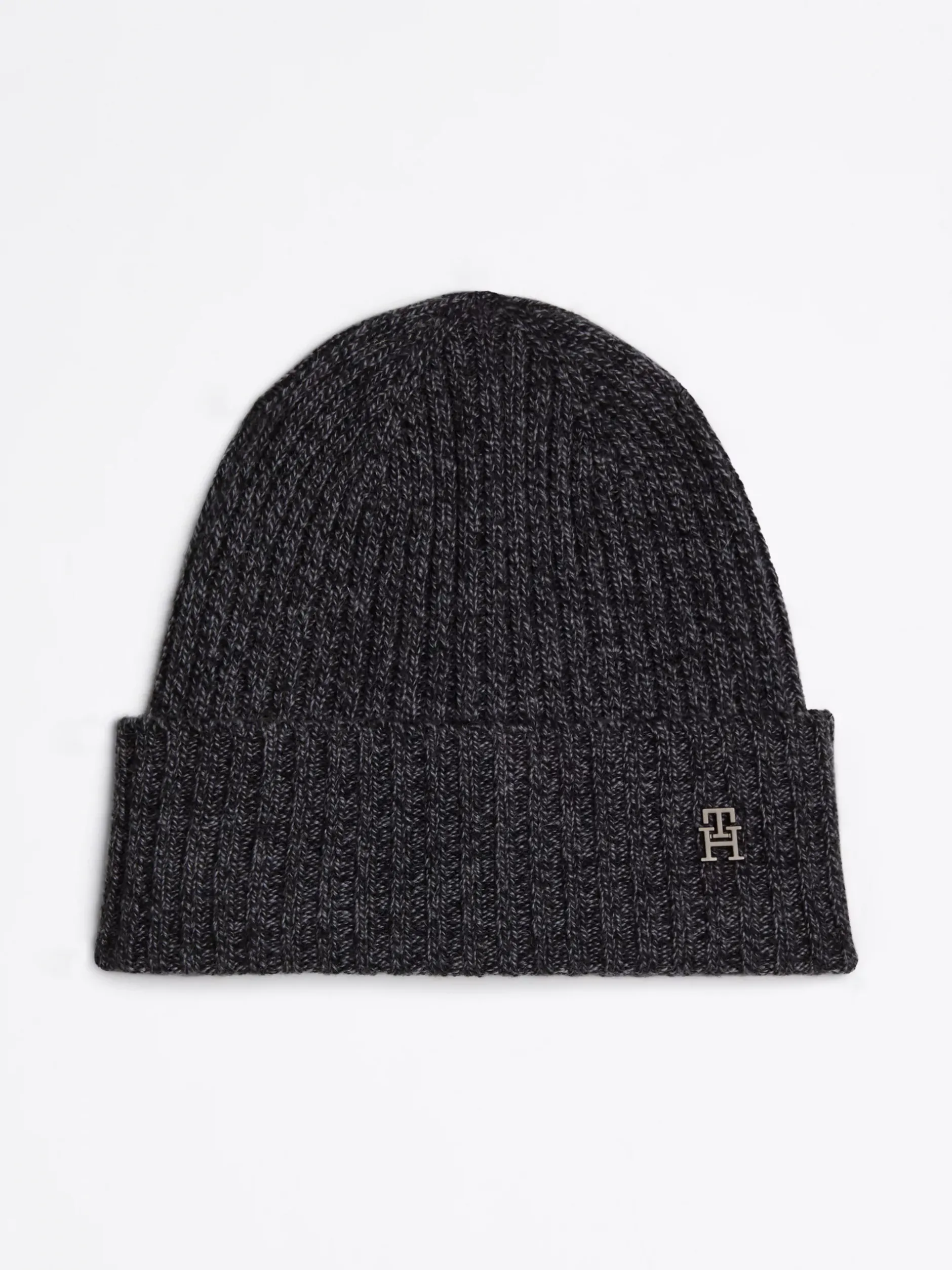 Czapki|Czapki I Szaliki*Tommy Hilfiger Wełniana Czapka Typu Beanie Z Monogramem TH BLACK
