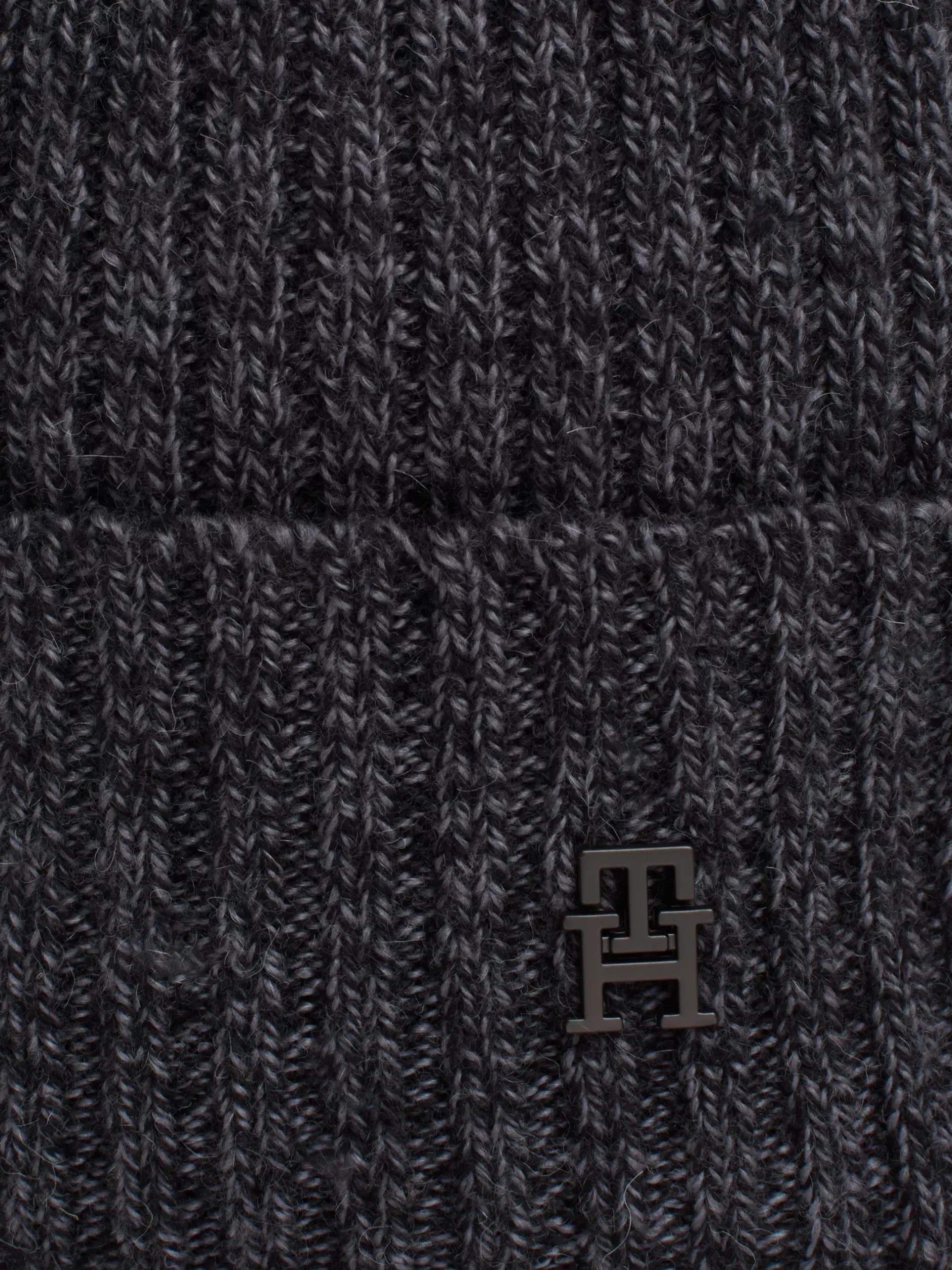 Czapki|Czapki I Szaliki*Tommy Hilfiger Wełniana Czapka Typu Beanie Z Monogramem TH BLACK