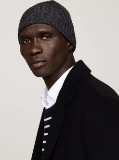 Czapki|Czapki I Szaliki*Tommy Hilfiger Wełniana Czapka Typu Beanie Z Monogramem TH BLACK