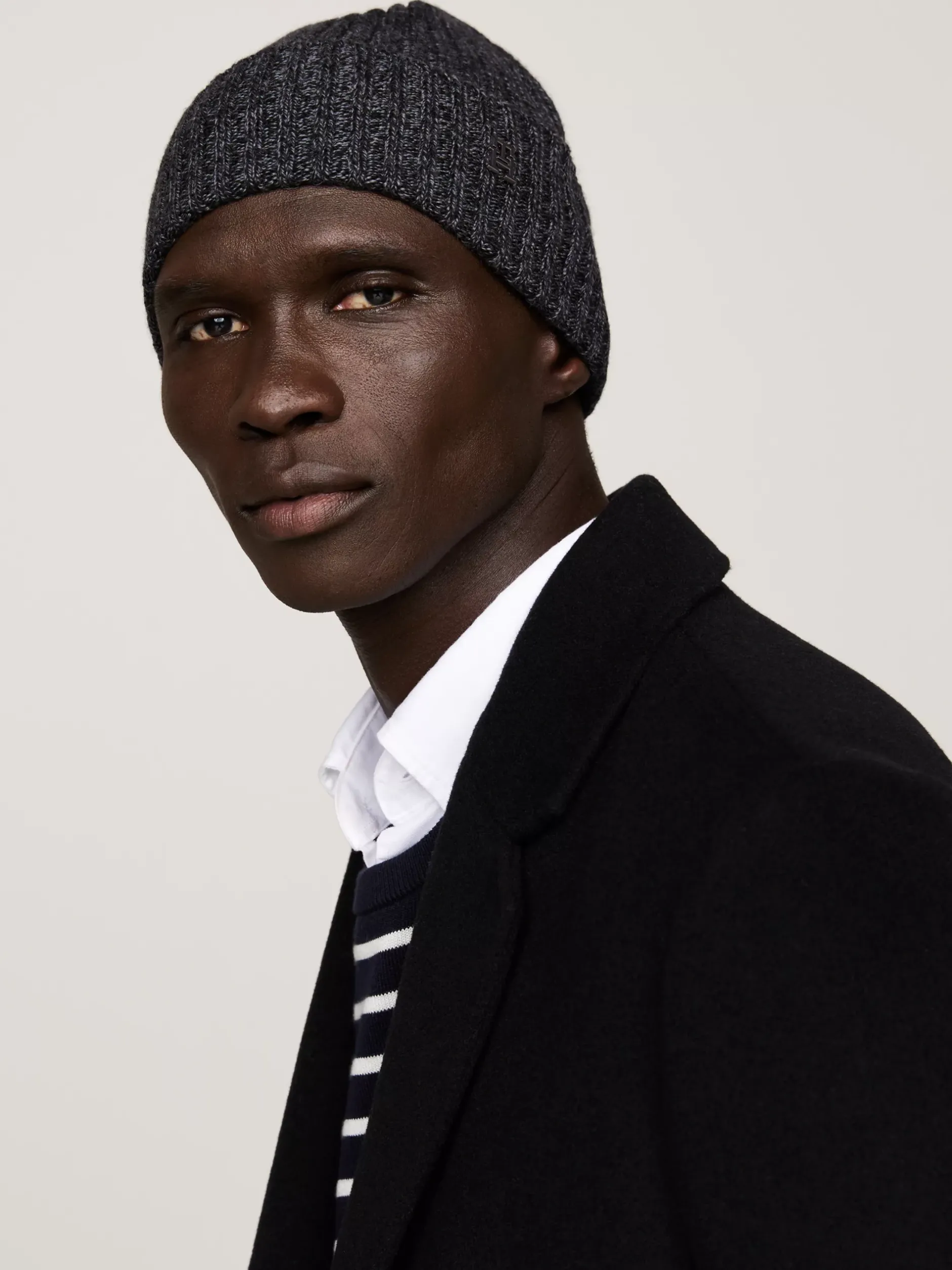 Czapki|Czapki I Szaliki*Tommy Hilfiger Wełniana Czapka Typu Beanie Z Monogramem TH BLACK