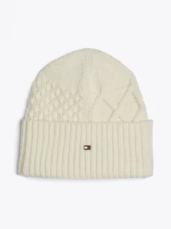 Czapki|Czapki I Szaliki*Tommy Hilfiger Wełniana Czapka Typu Beanie Z Flagą Hilfiger IVORY