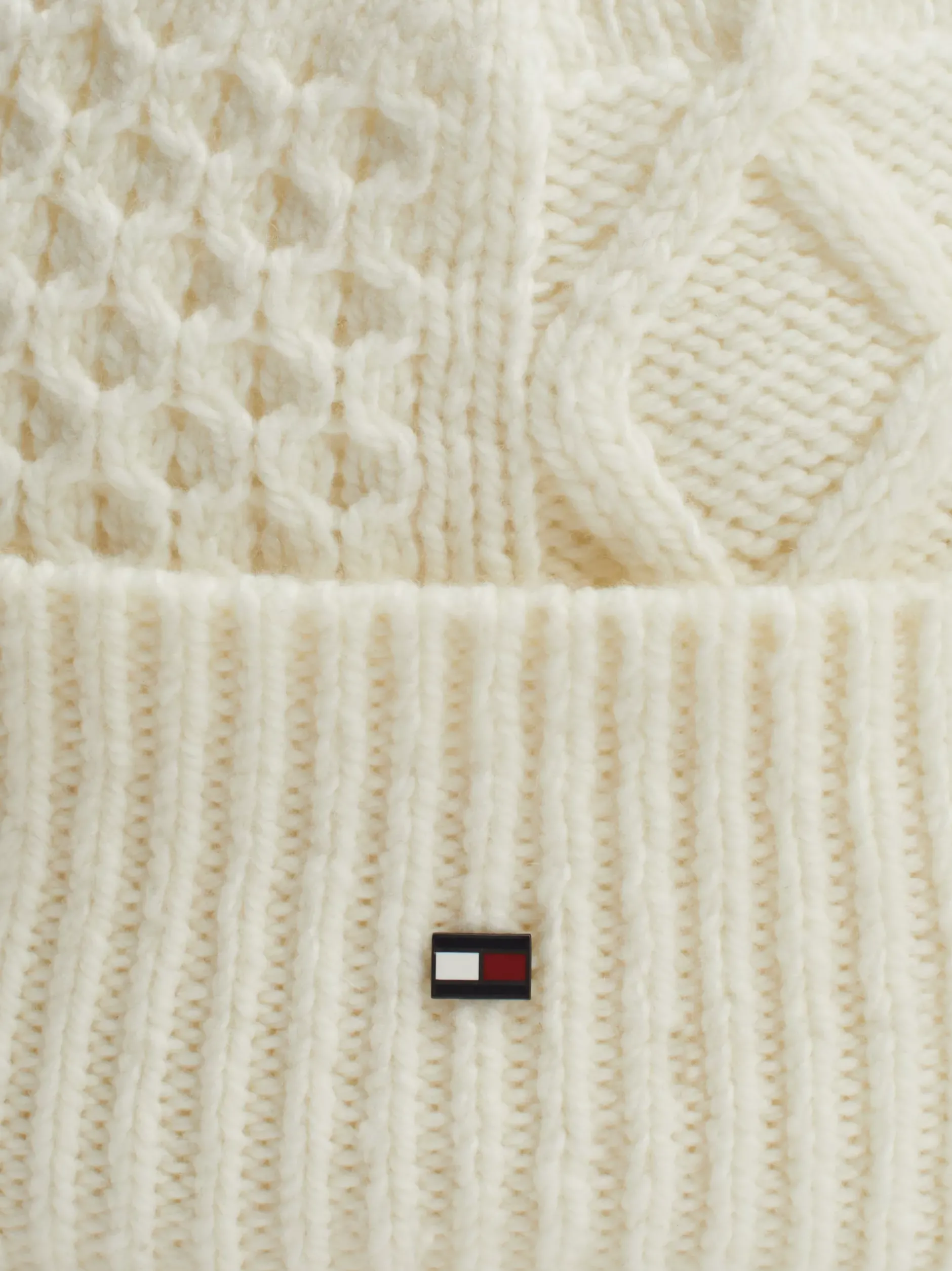 Czapki|Czapki I Szaliki*Tommy Hilfiger Wełniana Czapka Typu Beanie Z Flagą Hilfiger IVORY
