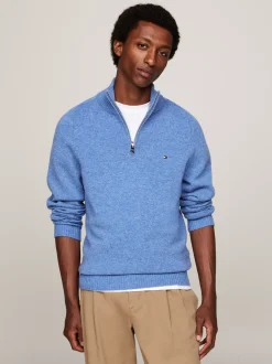 Sweter Z Zamkiem|Swetry*Tommy Hilfiger Wełniany Półgolf Z Zapięciem Na Zamek BLUE SPELL HEATHER