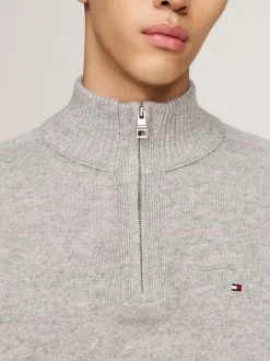 Sweter Z Zamkiem|Swetry*Tommy Hilfiger Wełniany Półgolf Z Zapięciem Na Zamek LIGHT GREY HEATHER
