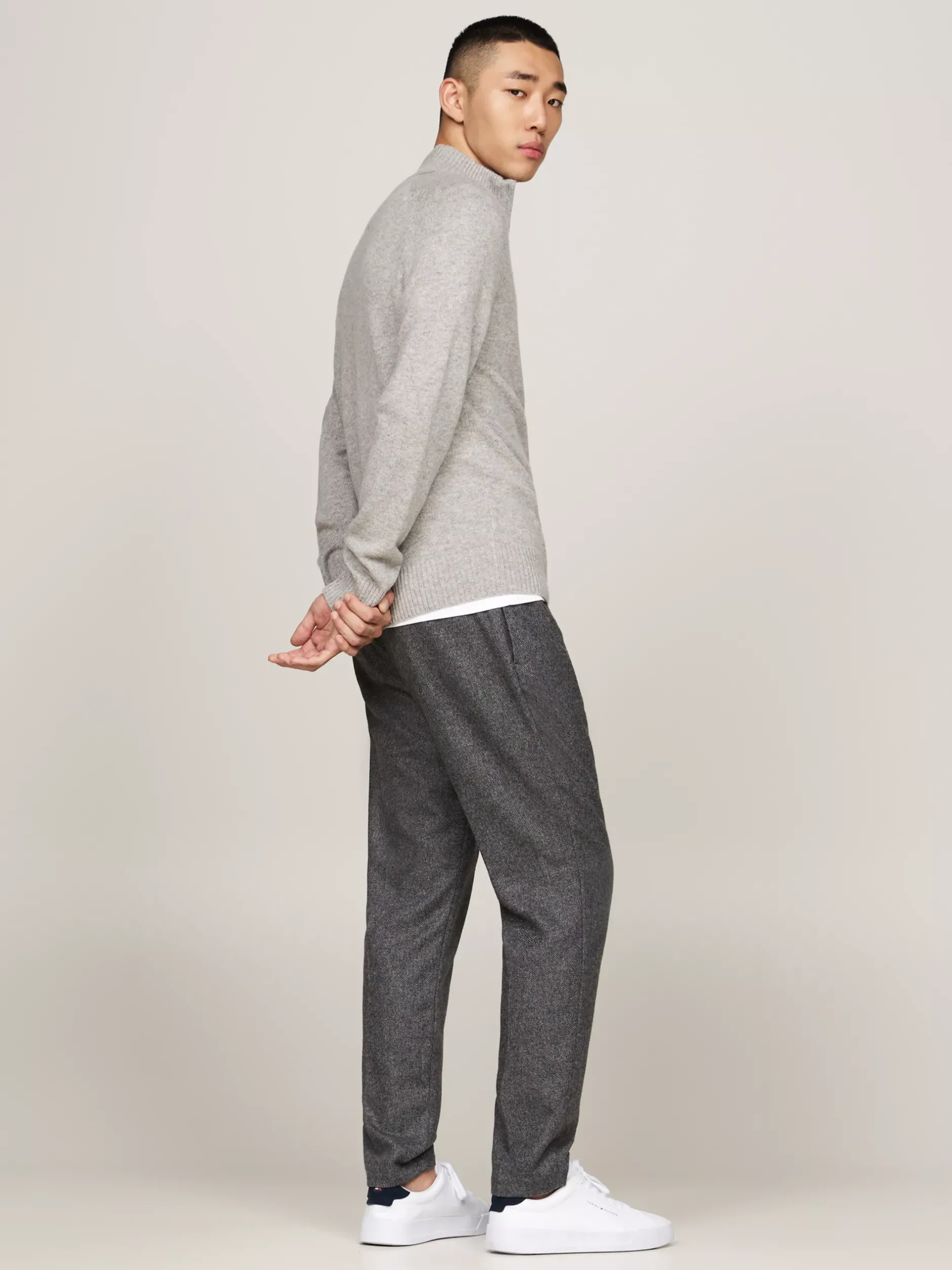 Sweter Z Zamkiem|Swetry*Tommy Hilfiger Wełniany Półgolf Z Zapięciem Na Zamek LIGHT GREY HEATHER