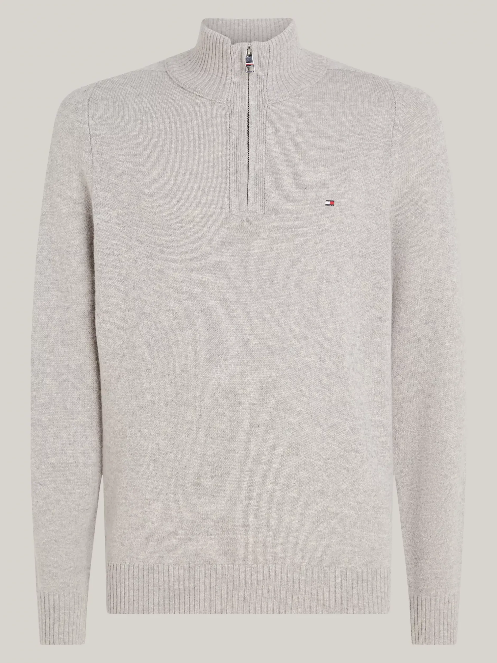 Sweter Z Zamkiem|Swetry*Tommy Hilfiger Wełniany Półgolf Z Zapięciem Na Zamek LIGHT GREY HEATHER