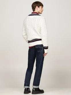 Swetry|Dzianina*Tommy Hilfiger Wełniany Sweter Z Dekoltem W Szpic IVORY