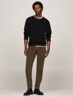 Swetry Z Okrągłym Dekoltem|Swetry*Tommy Hilfiger Wełniany Sweter Z Okrągłym Dekoltem BLACK