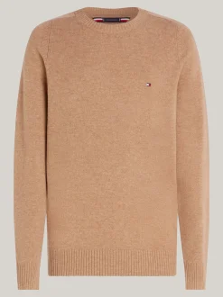 Swetry Z Okrągłym Dekoltem|Swetry*Tommy Hilfiger Wełniany Sweter Z Okrągłym Dekoltem SAFARI CANVAS HEATHER