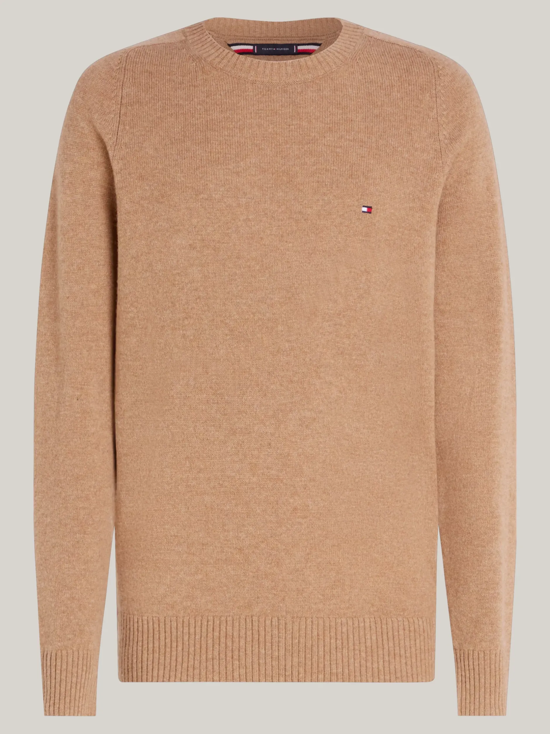 Swetry Z Okrągłym Dekoltem|Swetry*Tommy Hilfiger Wełniany Sweter Z Okrągłym Dekoltem SAFARI CANVAS HEATHER