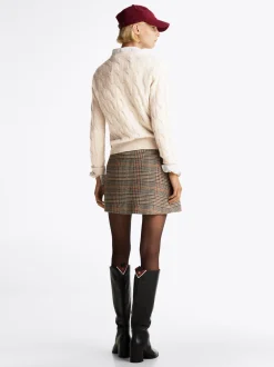 Swetry Z Okrągłym Dekoltem|Swetry*Tommy Hilfiger Wełniany Sweter Z Warkoczowym Splotem CLASSIC BEIGE HEATHER