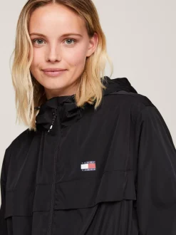 Kurtki & Płaszcze*Tommy Hilfiger Wiatrówka Chicago Z Kapturem I ściąganą Talią BLACK
