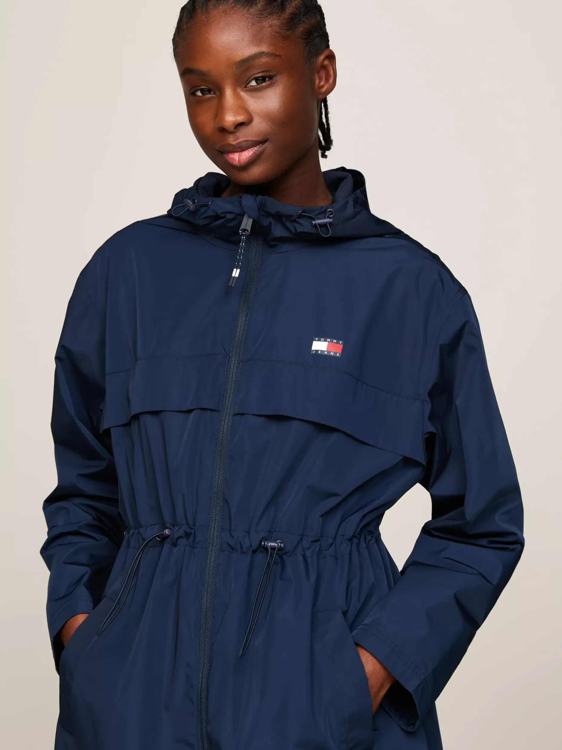 Kurtki & Płaszcze*Tommy Hilfiger Wiatrówka Chicago Z Kapturem I ściąganą Talią DARK NIGHT NAVY