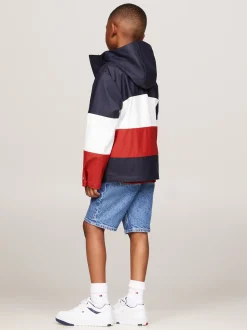 Kurtki I Płaszcze|Kurtki*Tommy Hilfiger Wiatrówka Z Kapturem I Wzorem Z Blokami Kolorów RED WHITE BLUE