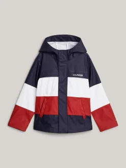 Kurtki I Płaszcze|Kurtki*Tommy Hilfiger Wiatrówka Z Kapturem I Wzorem Z Blokami Kolorów RED WHITE BLUE