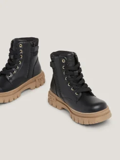 Obuwie I Akcesoria*Tommy Hilfiger Wiązane Botki Na Grubej Podeszwie BLACK