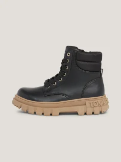 Obuwie I Akcesoria*Tommy Hilfiger Wiązane Botki Na Grubej Podeszwie BLACK