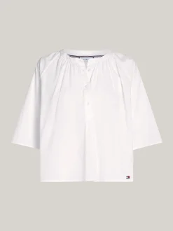 Koszule & Bluzki*Tommy Hilfiger Woalowa Bluzka Z Zapięciem Na Guziki TH OPTIC WHITE