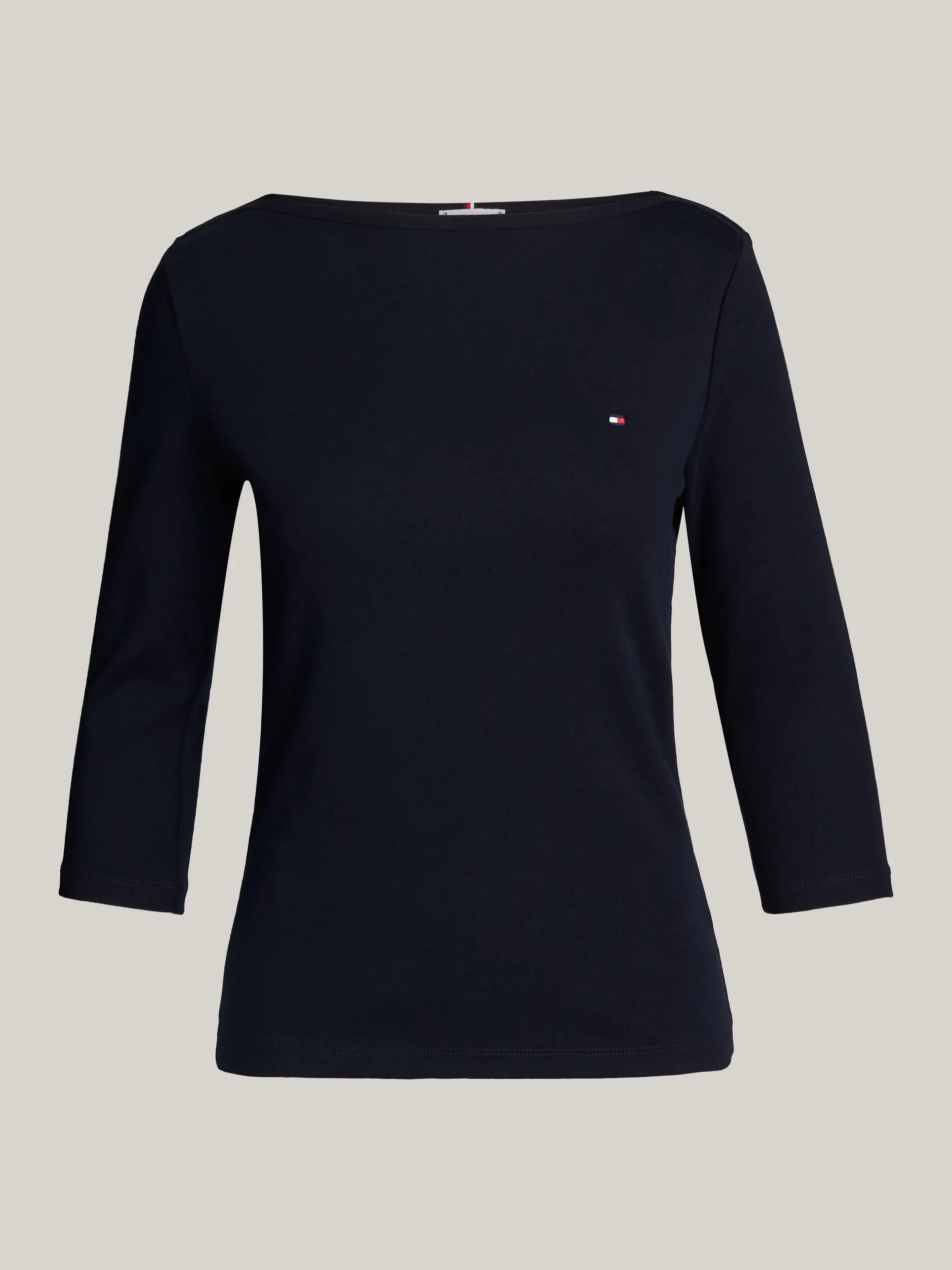 T-Shirty*Tommy Hilfiger Wąska Bluzka Z Dekoltem W łódkę I Rękawem 3/4 NOS DESERT SKY