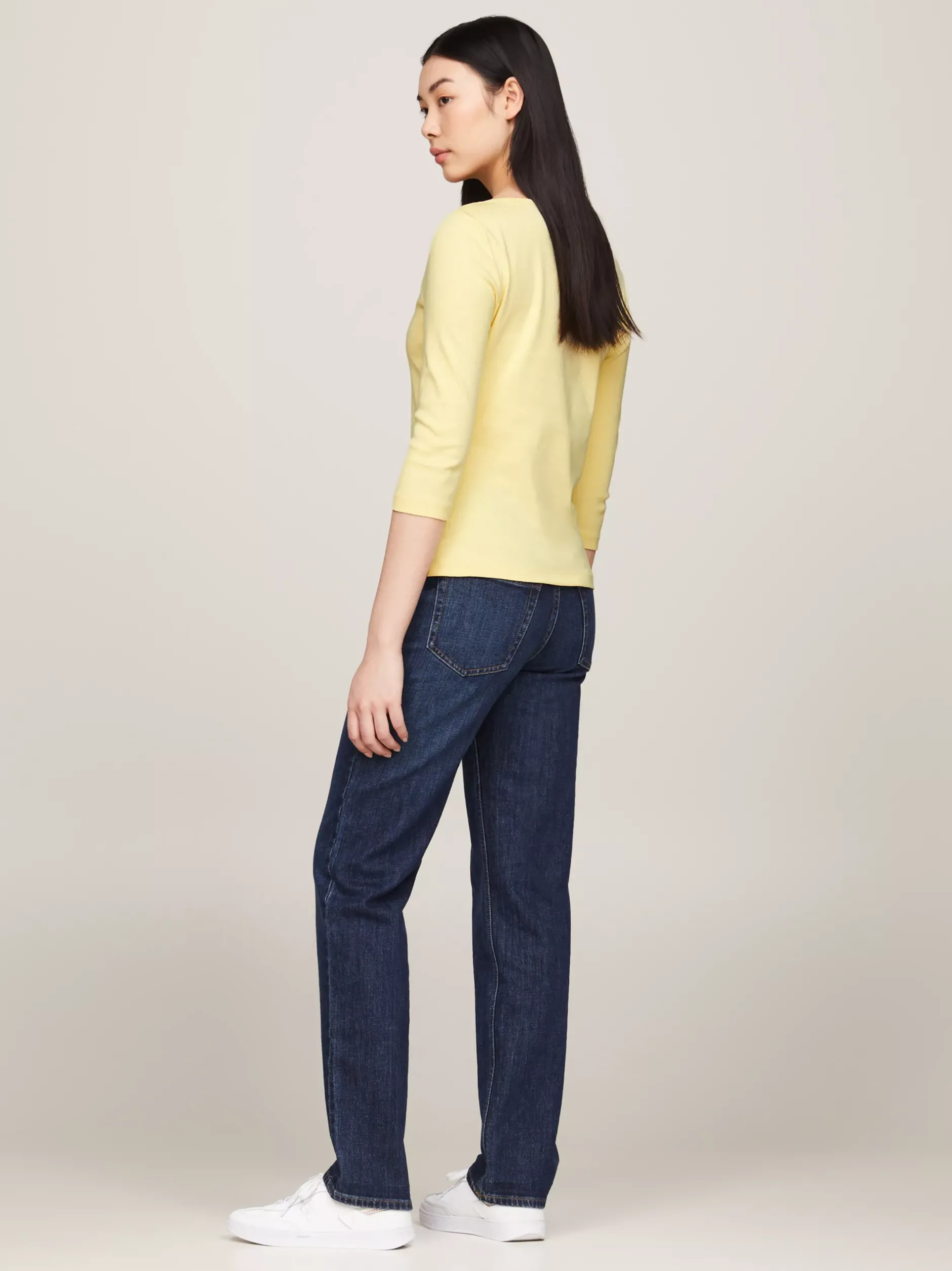 T-Shirty*Tommy Hilfiger Wąska Bluzka Z Dekoltem W łódkę I Rękawem 3/4 LEMON ZEST