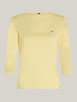 T-Shirty*Tommy Hilfiger Wąska Bluzka Z Dekoltem W łódkę I Rękawem 3/4 LEMON ZEST
