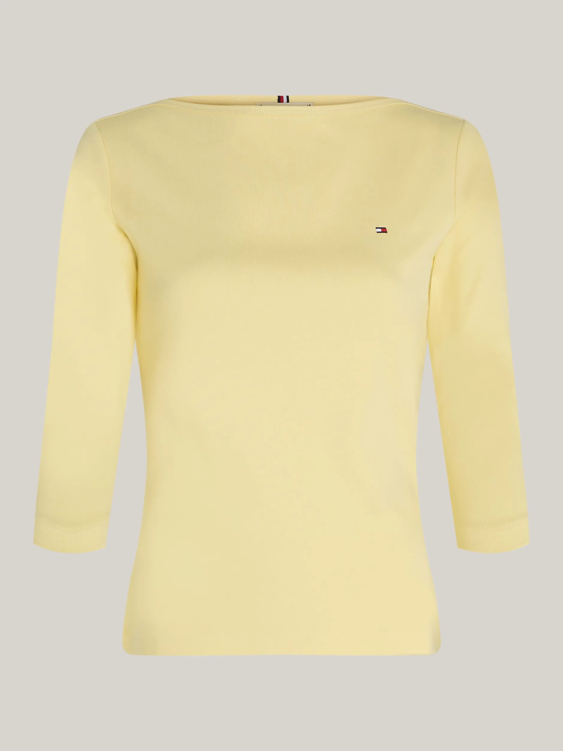 T-Shirty*Tommy Hilfiger Wąska Bluzka Z Dekoltem W łódkę I Rękawem 3/4 LEMON ZEST