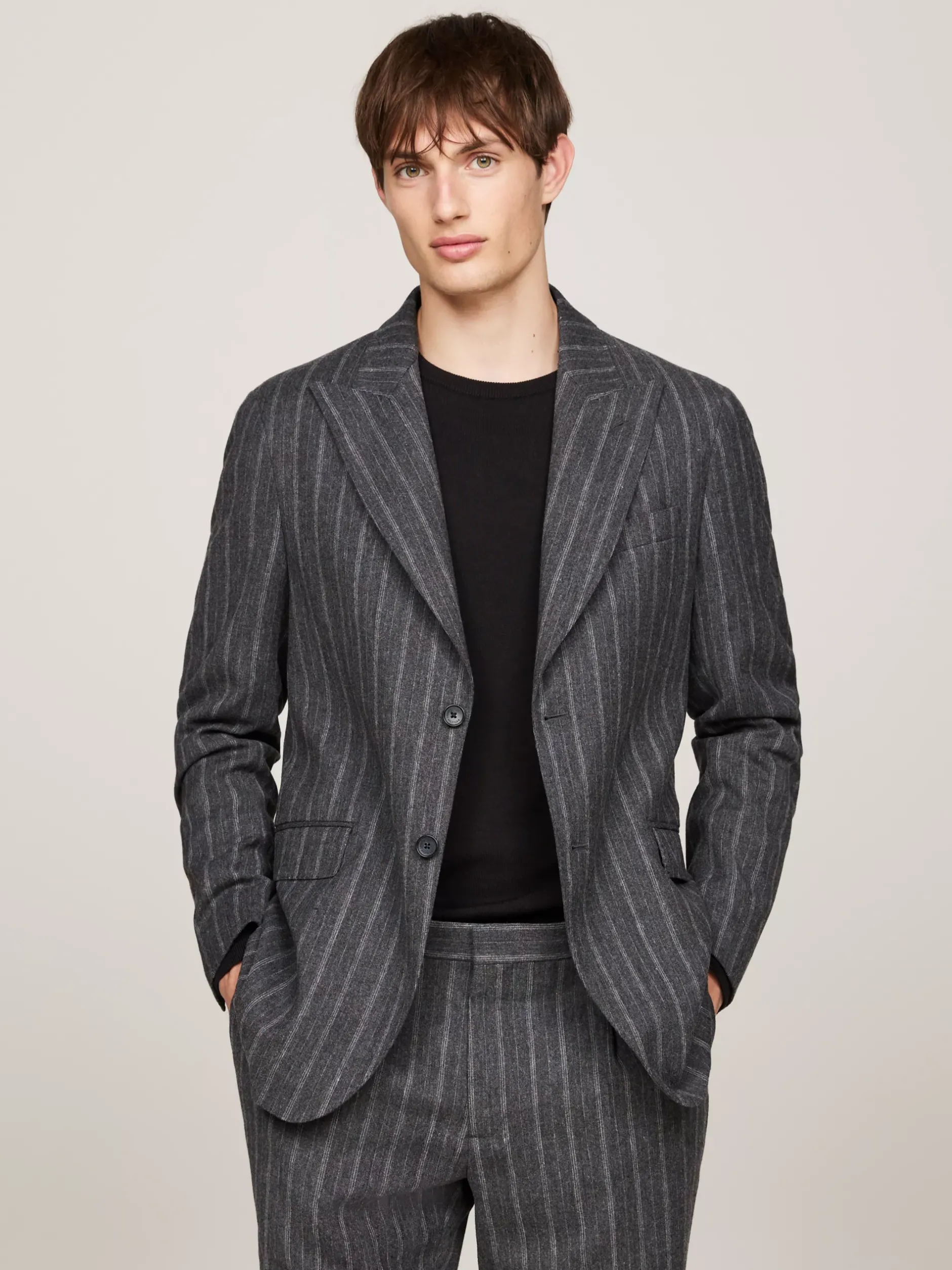 Garnitury I Kostiumy|Marynarki*Tommy Hilfiger Wąska Flanelowa Marynarka W Prążki GREY
