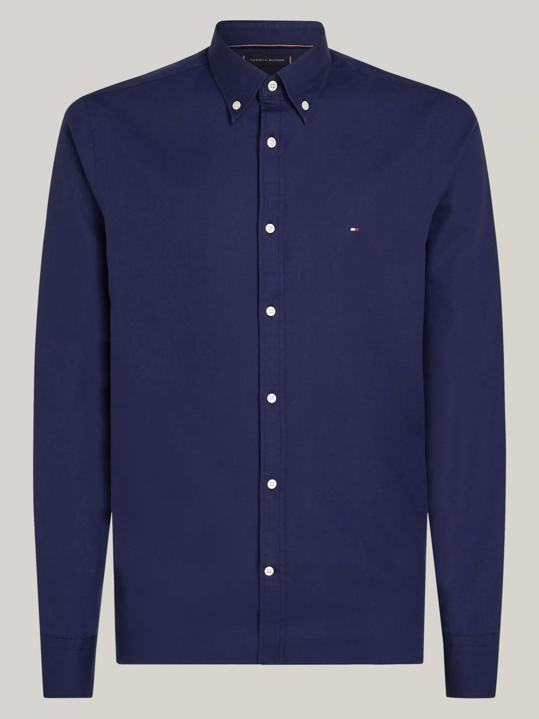 Koszule*Tommy Hilfiger Wąska Koszula TH Flex Z Tkaniny Dobby CARBON NAVY