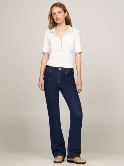 Koszulki Polo*Tommy Hilfiger Wąska Koszulka Polo Z Naszywaną Kieszenią ANCIENT WHITE