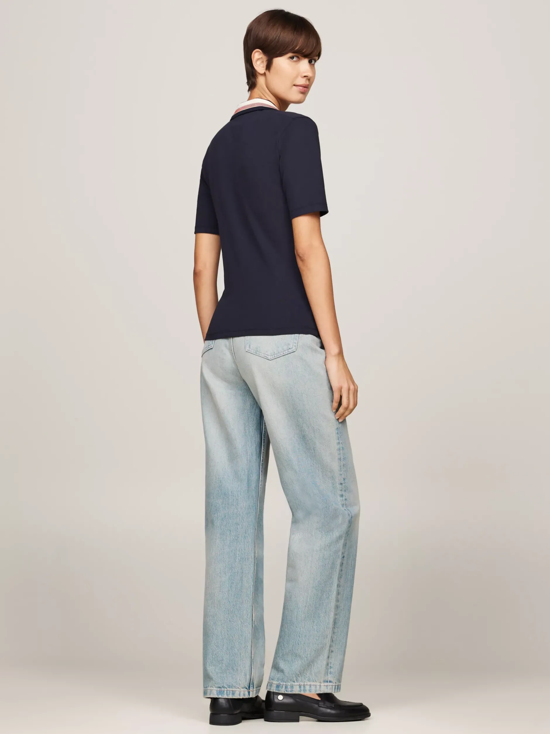 Koszulki Polo*Tommy Hilfiger Wąska Koszulka Polo Z Piki DESERT SKY
