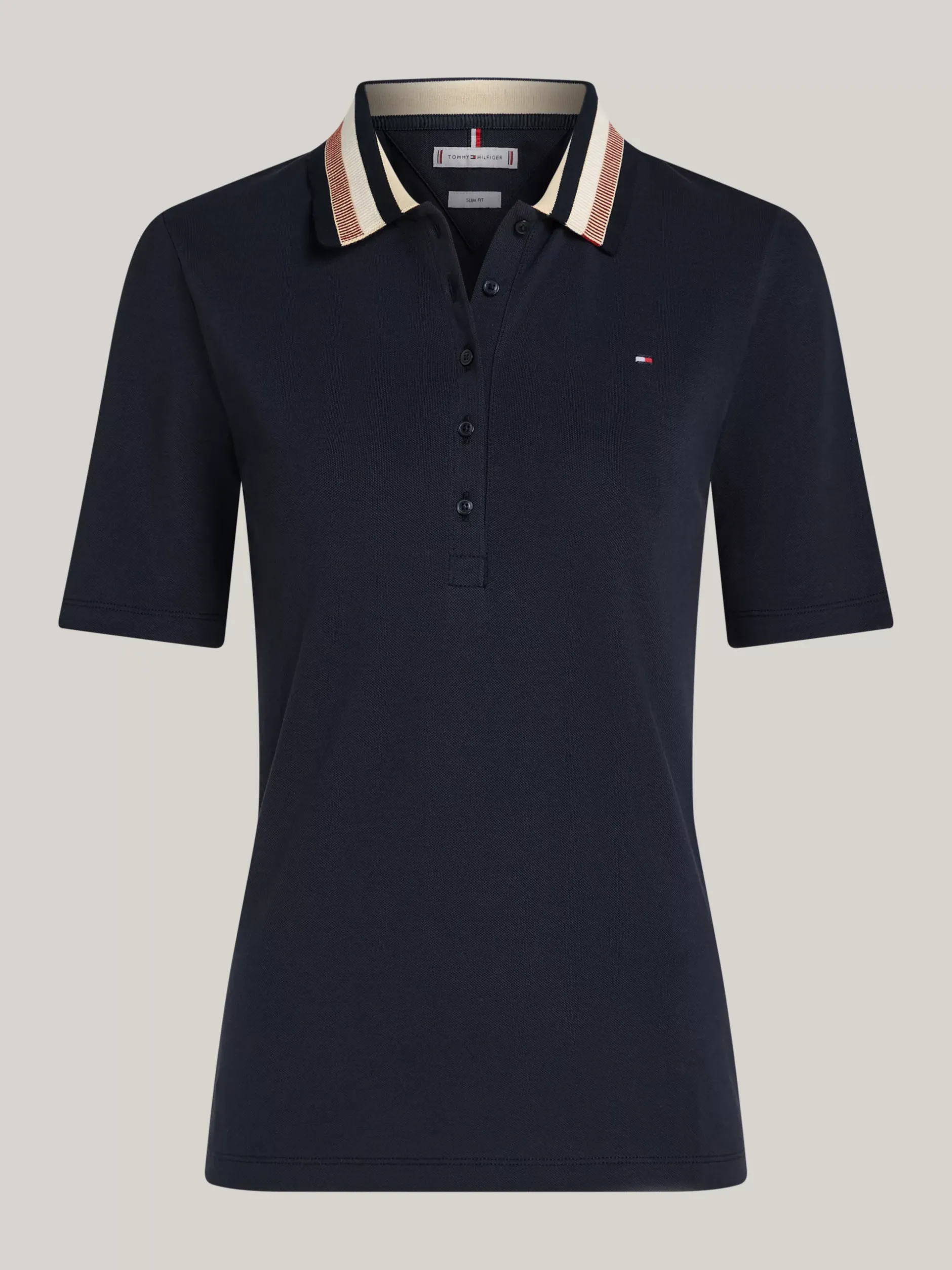 Koszulki Polo*Tommy Hilfiger Wąska Koszulka Polo Z Piki DESERT SKY