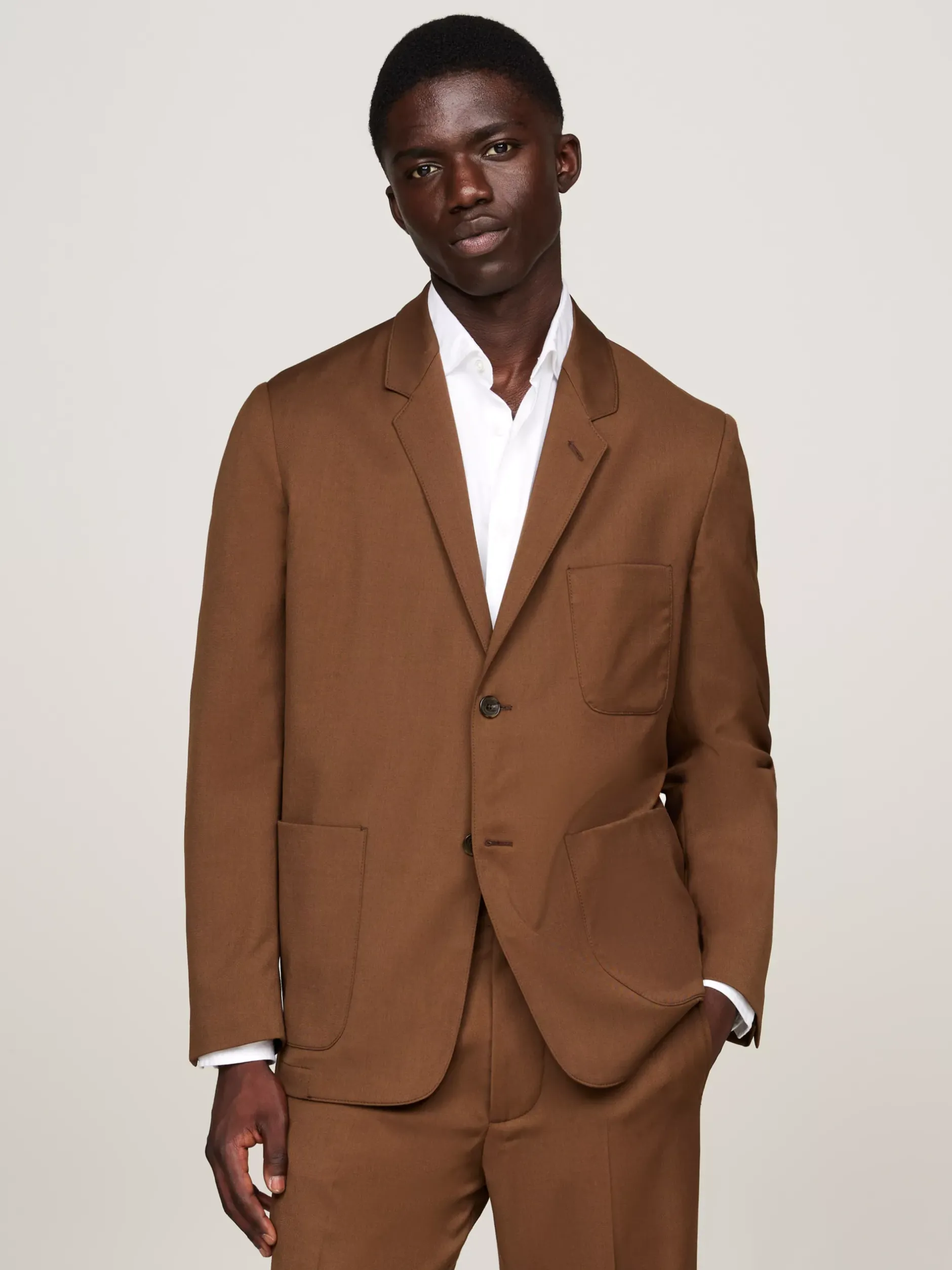 Garnitury I Kostiumy|Marynarki*Tommy Hilfiger Wąska Marynarka Z Naszywanymi Kieszeniami BROWN