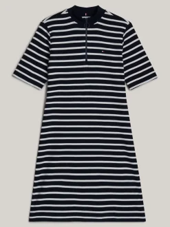 Sukienki*Tommy Hilfiger Wąska Sukienka Adaptive Z Półgolfem BRETON DESERT SKY/ECRU