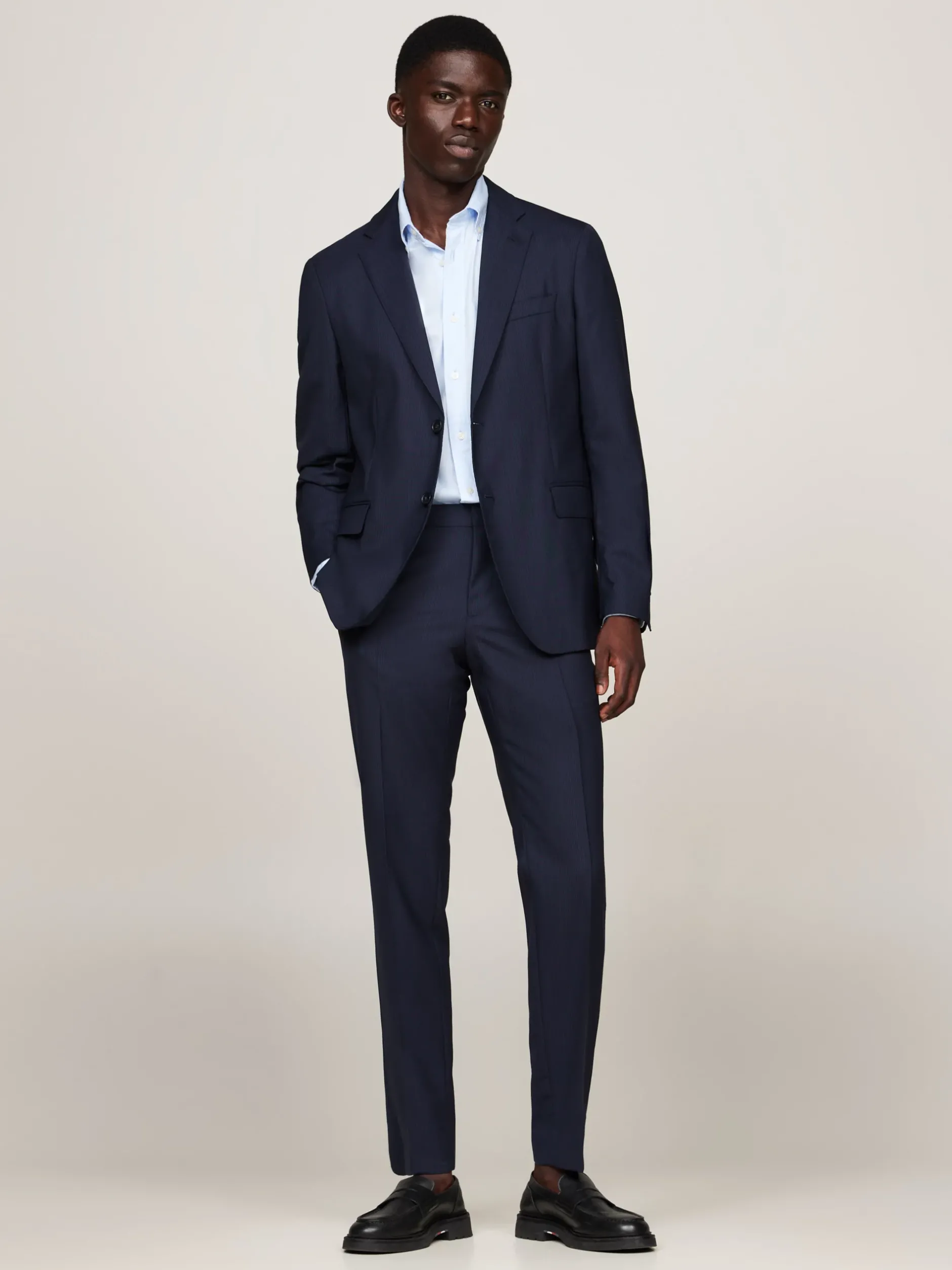 Garnitury I Kostiumy*Tommy Hilfiger Wąski Dwuczęściowy Garnitur Z Włoskiej Wełny BLUE