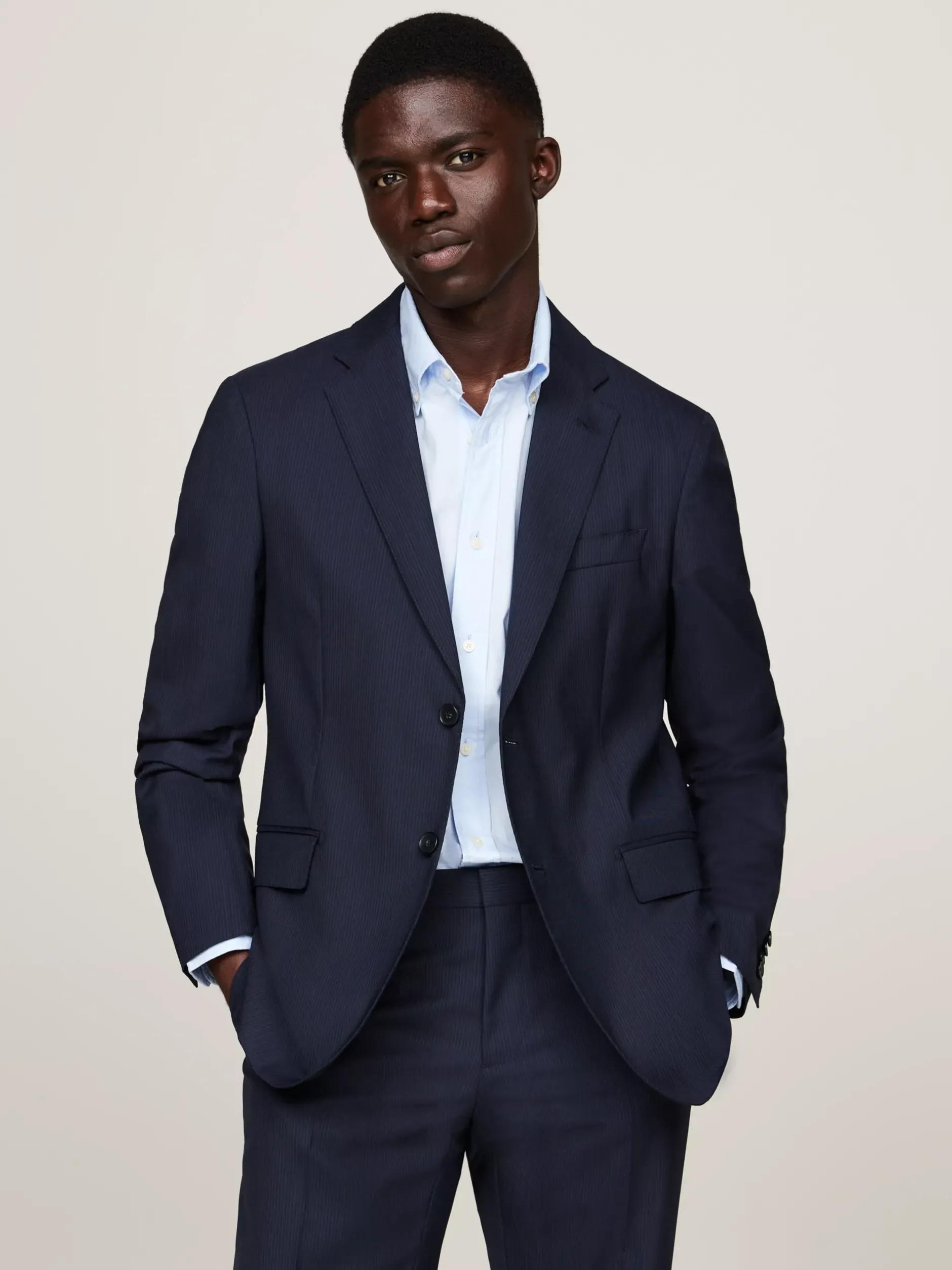 Garnitury I Kostiumy*Tommy Hilfiger Wąski Dwuczęściowy Garnitur Z Włoskiej Wełny BLUE