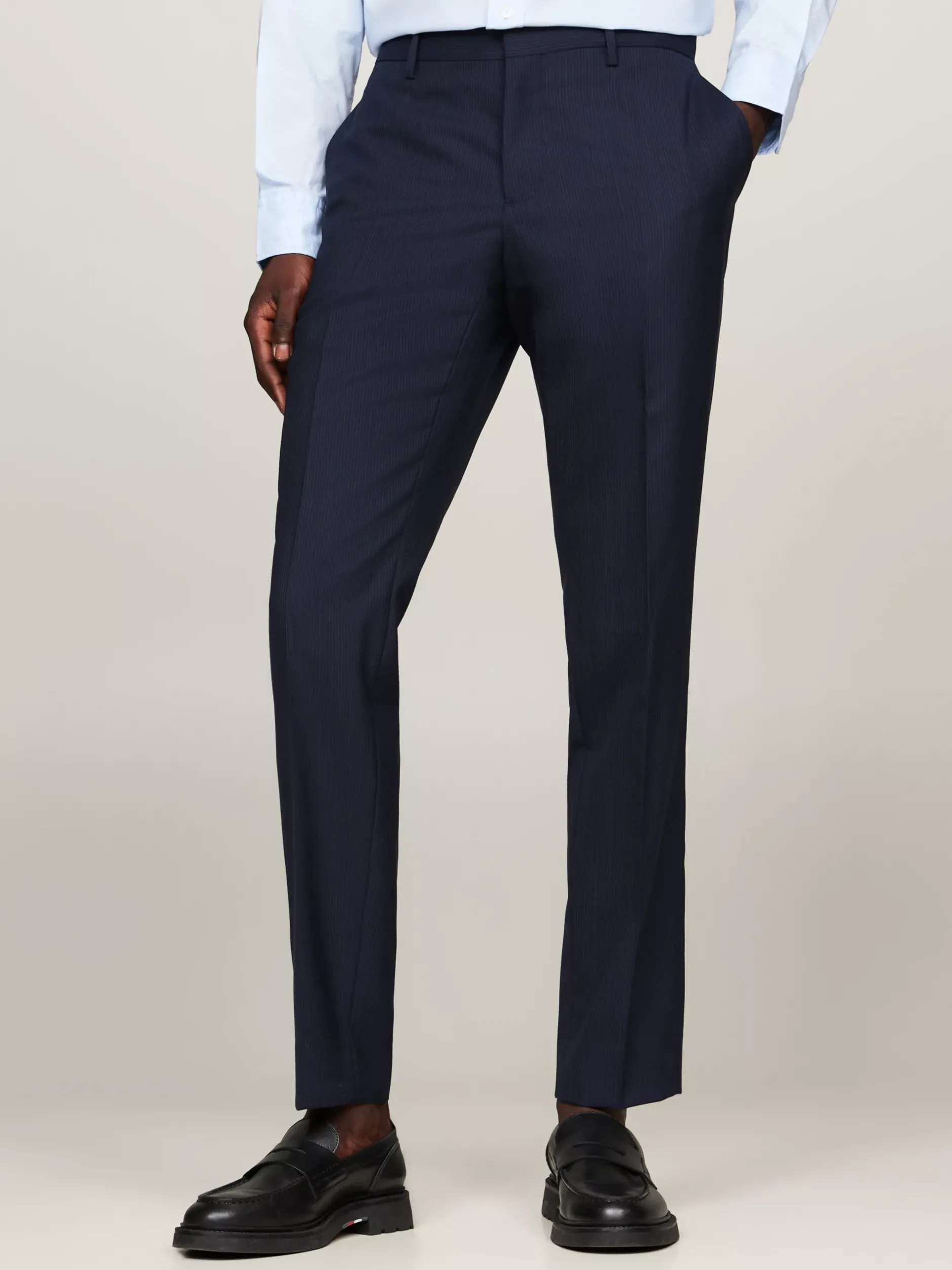 Garnitury I Kostiumy*Tommy Hilfiger Wąski Dwuczęściowy Garnitur Z Włoskiej Wełny BLUE