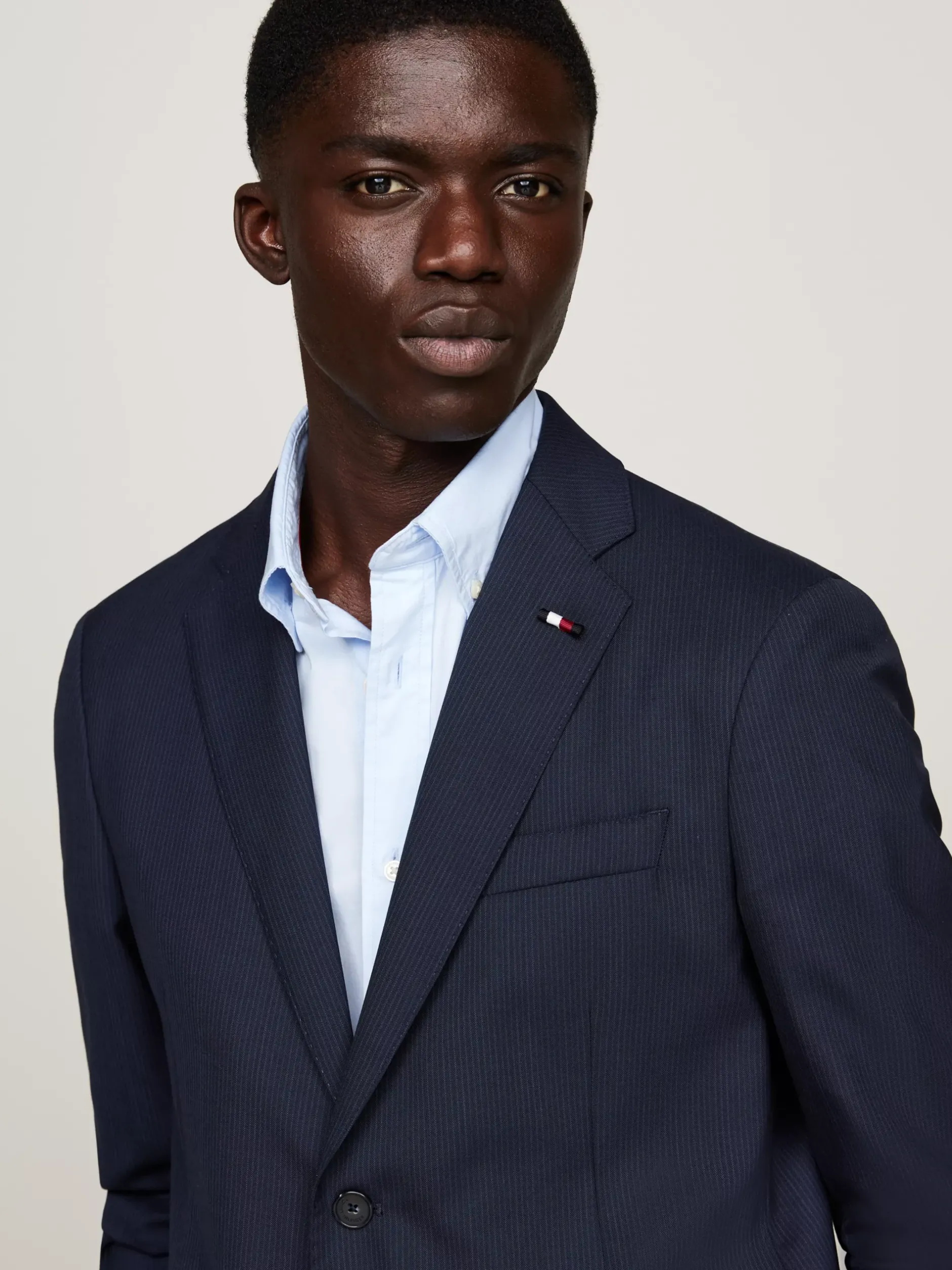 Garnitury I Kostiumy*Tommy Hilfiger Wąski Dwuczęściowy Garnitur Z Włoskiej Wełny BLUE