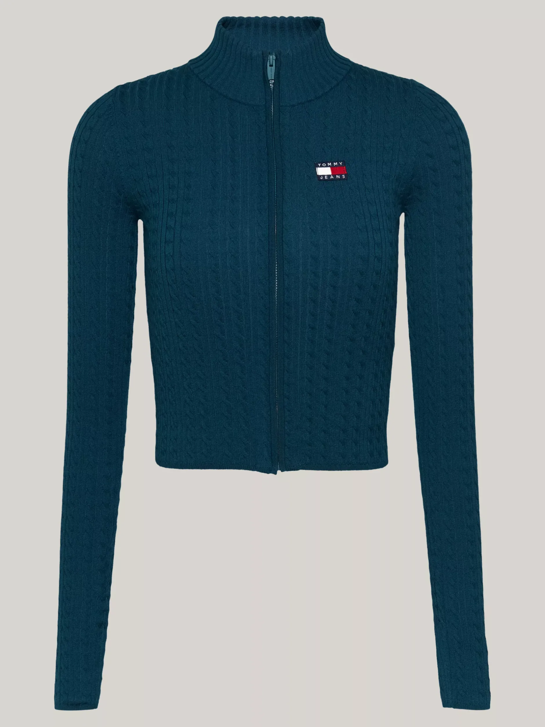 Swetry|Dzianina*Tommy Hilfiger Wąski Kardigan Z Naszywką Tommy DEEP SEAWATER