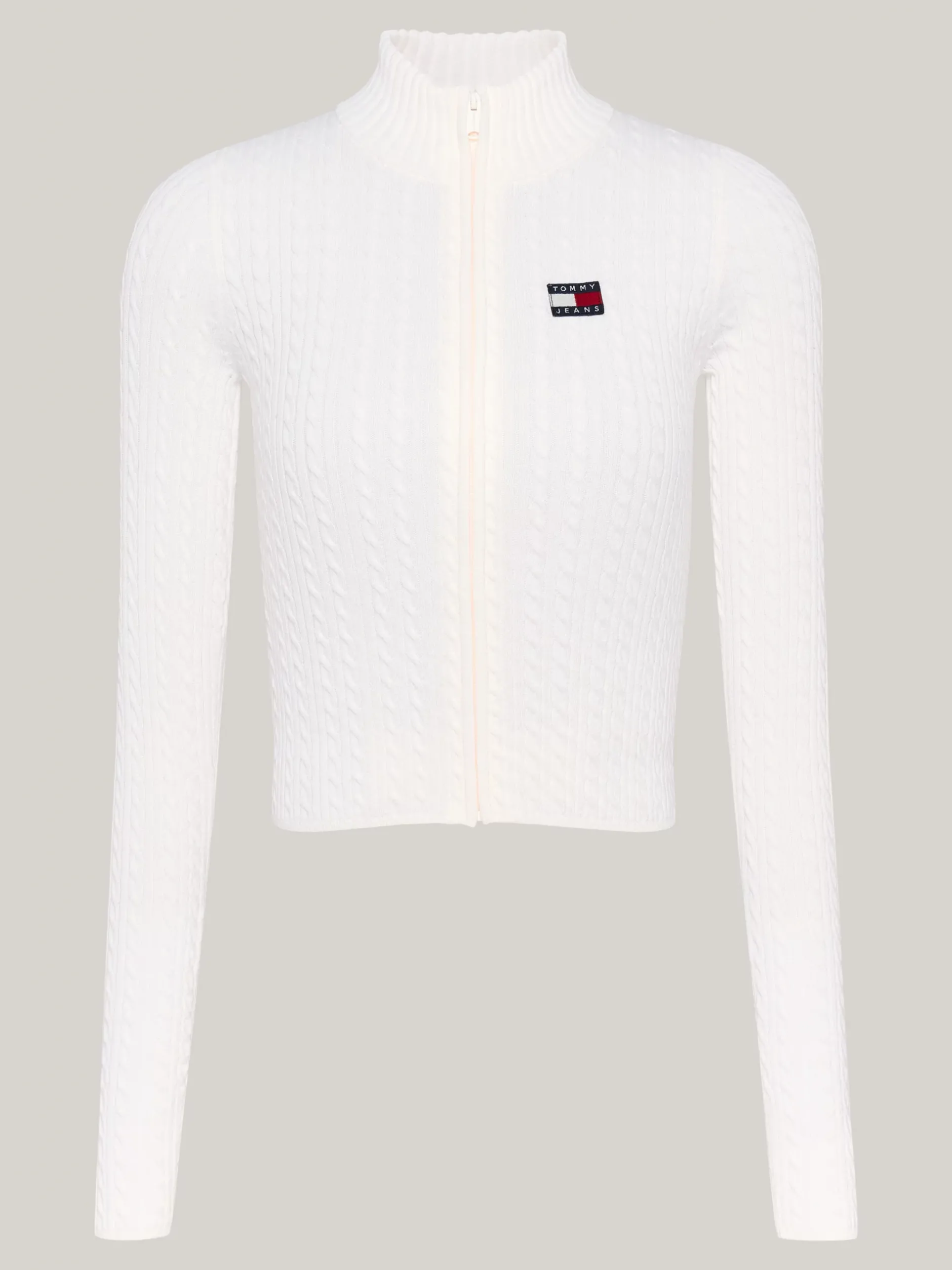 Swetry|Dzianina*Tommy Hilfiger Wąski Kardigan Z Naszywką Tommy ANCIENT WHITE