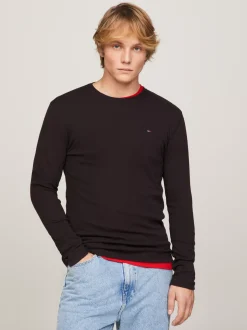 T-Shirty*Tommy Hilfiger Wąski Longsleeve TOMMY BLACK
