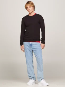 T-Shirty*Tommy Hilfiger Wąski Longsleeve TOMMY BLACK