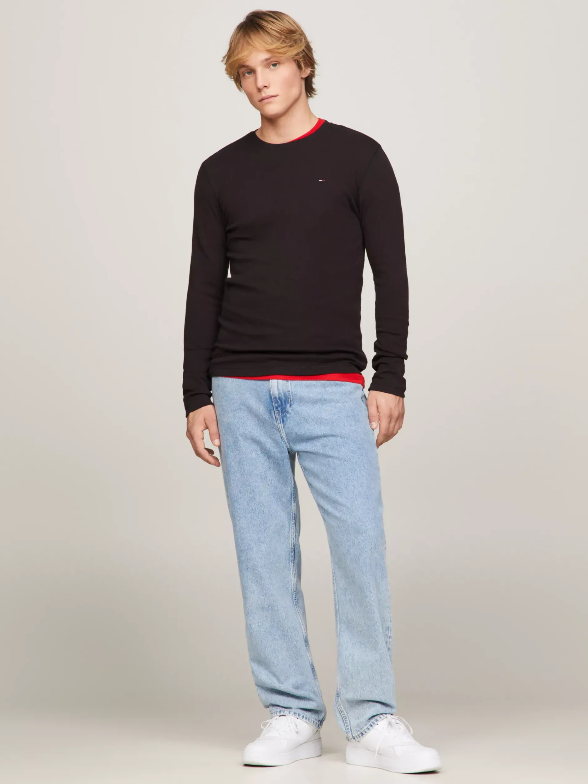 T-Shirty*Tommy Hilfiger Wąski Longsleeve TOMMY BLACK