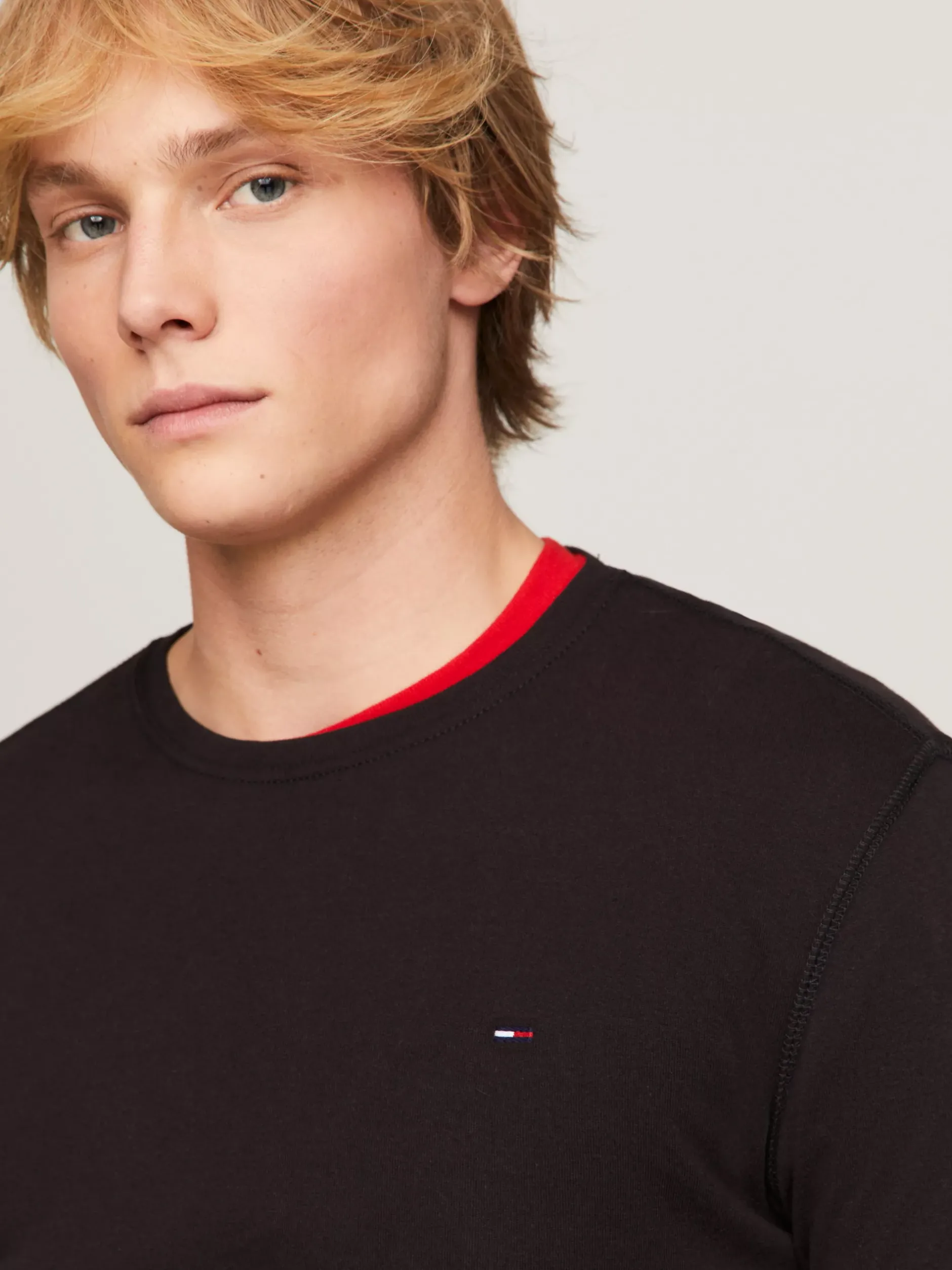 T-Shirty*Tommy Hilfiger Wąski Longsleeve TOMMY BLACK