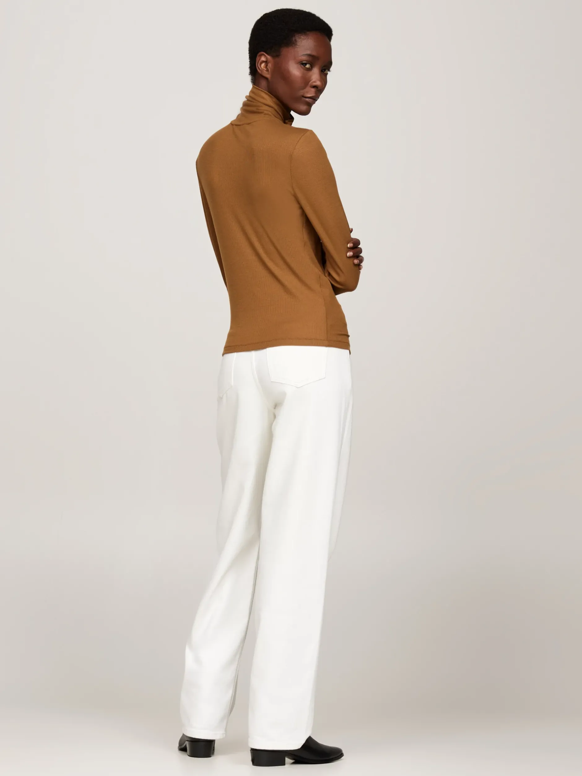 T-Shirty*Tommy Hilfiger Wąski Longsleeve Z Golfem HIGHLAND KHAKI