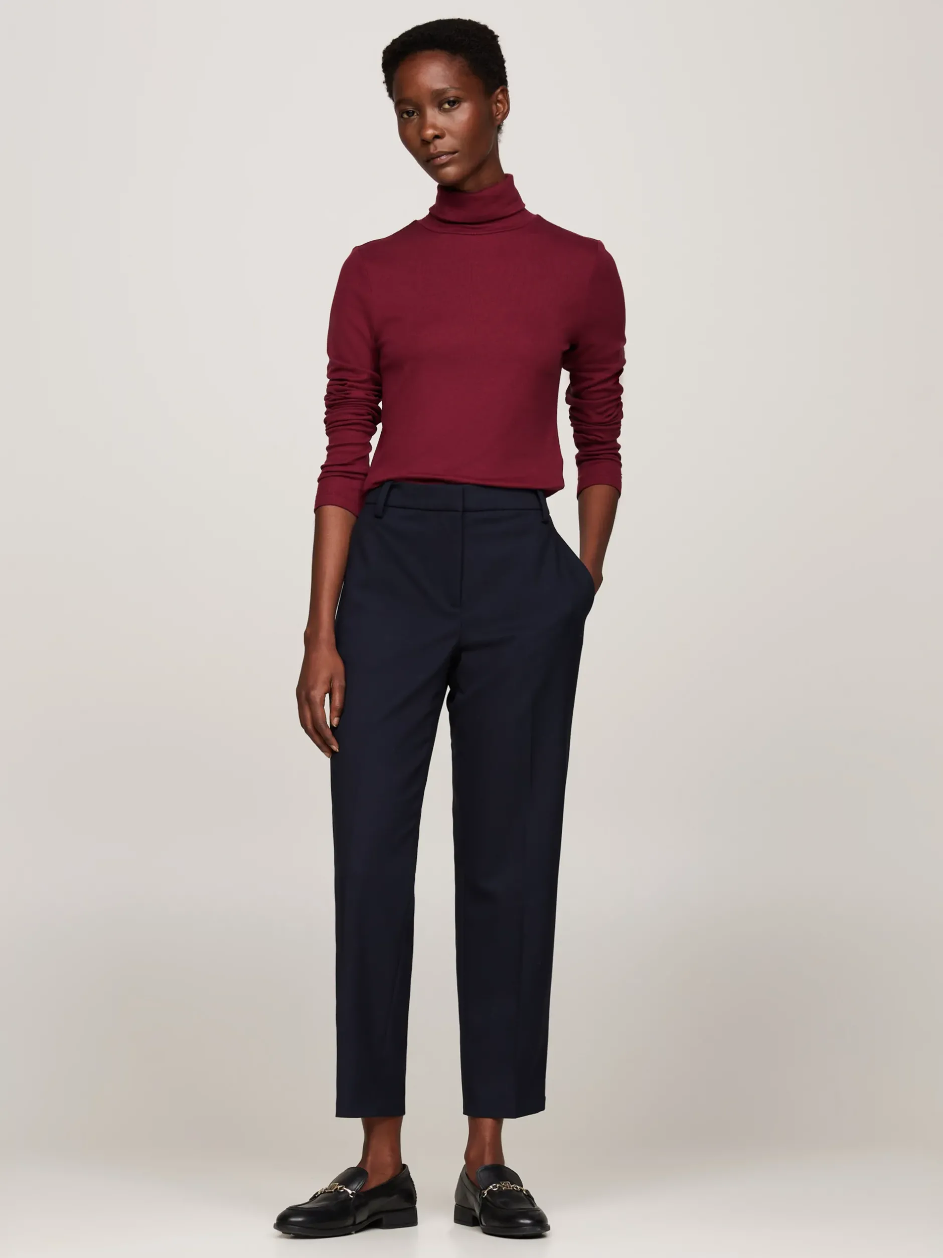 T-Shirty*Tommy Hilfiger Wąski Longsleeve Z Golfem DEEP ROUGE