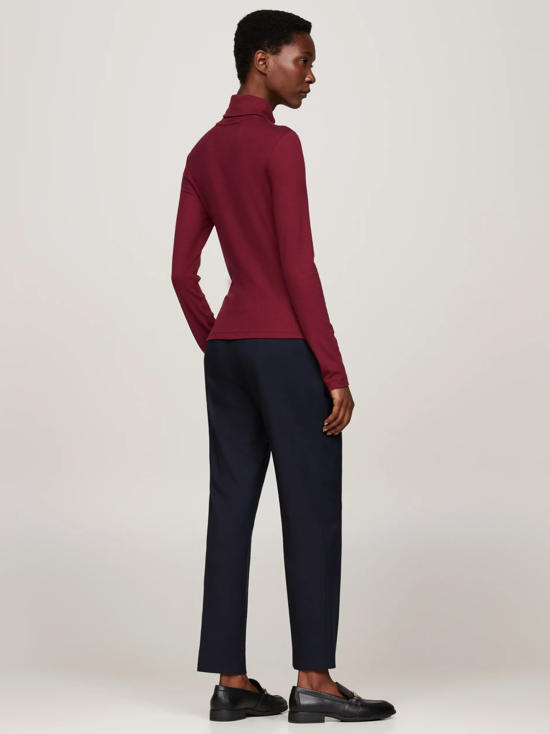 T-Shirty*Tommy Hilfiger Wąski Longsleeve Z Golfem DEEP ROUGE