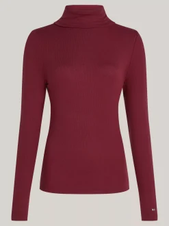 T-Shirty*Tommy Hilfiger Wąski Longsleeve Z Golfem DEEP ROUGE