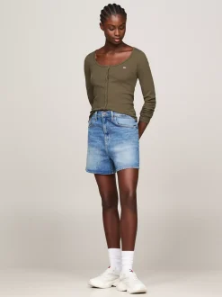 T-Shirty*Tommy Hilfiger Wąski Longsleeve Z Zapięciem Na Zatrzaski FATIGUE GREEN