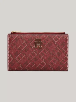 Portfele & Breloczki Do Kluczy*Tommy Hilfiger Wąski Składany Na Pół Portfel TH Monoplay ROUGE