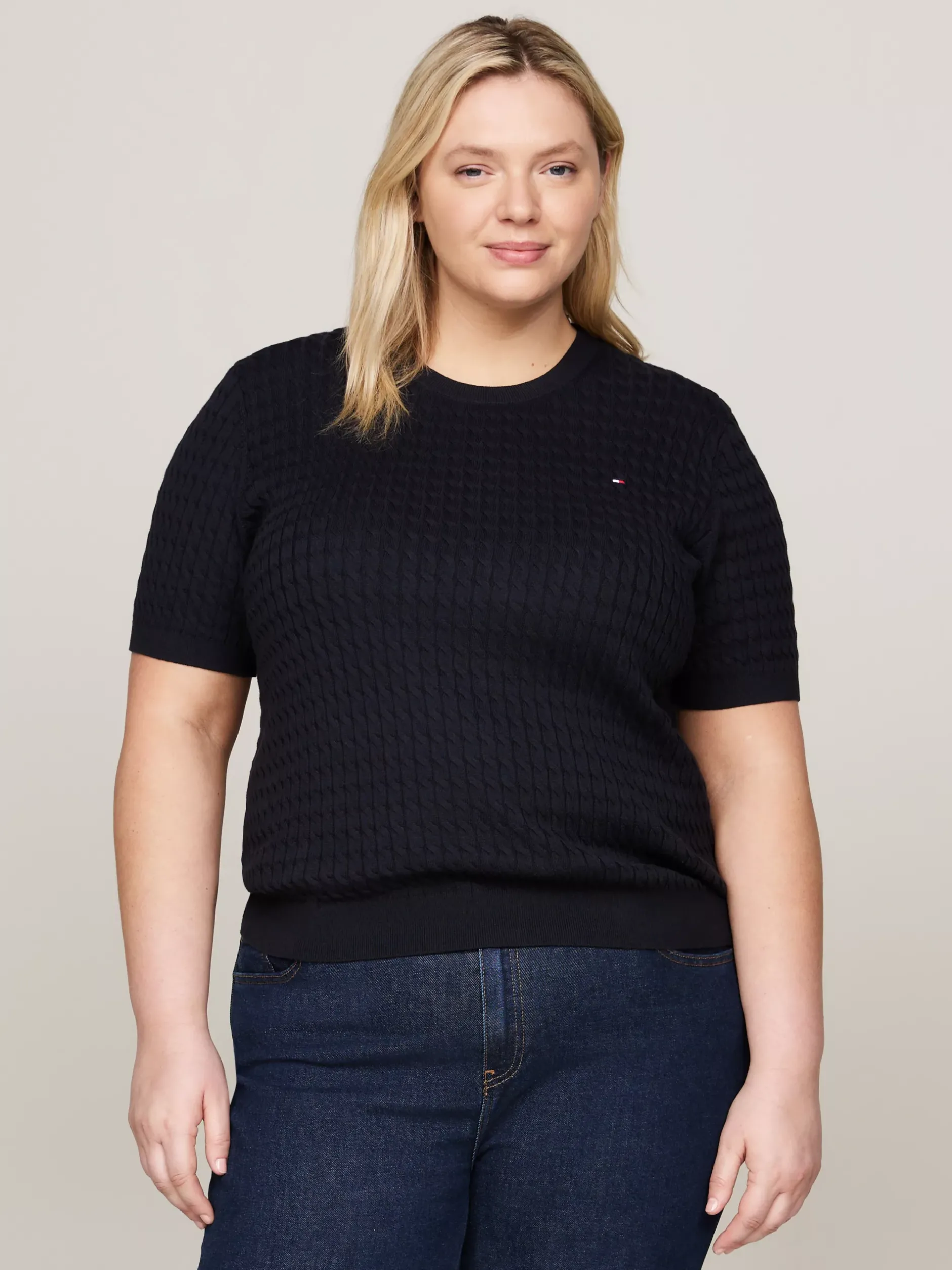 Swetry Z Okrągłym Dekoltem|Swetry*Tommy Hilfiger Wąski Sweter Z Kolekcji Curve DESERT SKY